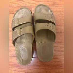 Freedom Moses Double Strap Slide Sandals - Gold